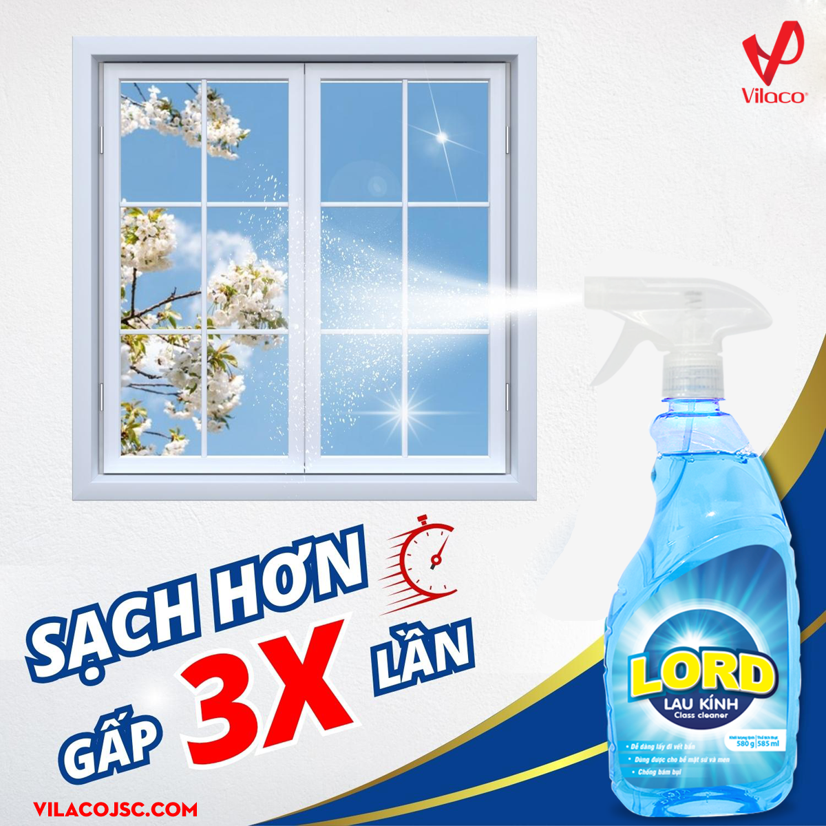 Nước lau kính Lord sạch gấp 3 lần