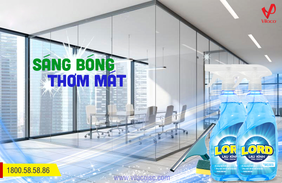Mặt kính sáng sạch như mới với nước lau kính Lord