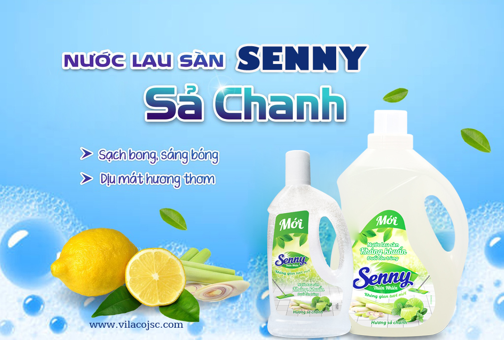 Nhà sạch thơm mát nhờ nước lau sàn Senny thiên nhiên sả chanh