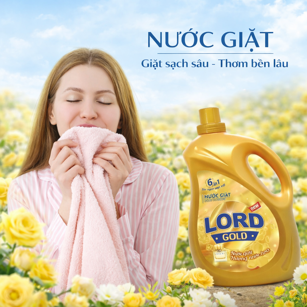 Nước Giặt Lord Gold – Mùi Hương Dịu Nhẹ, Quần Áo Thơm Mềm Suốt Ngày