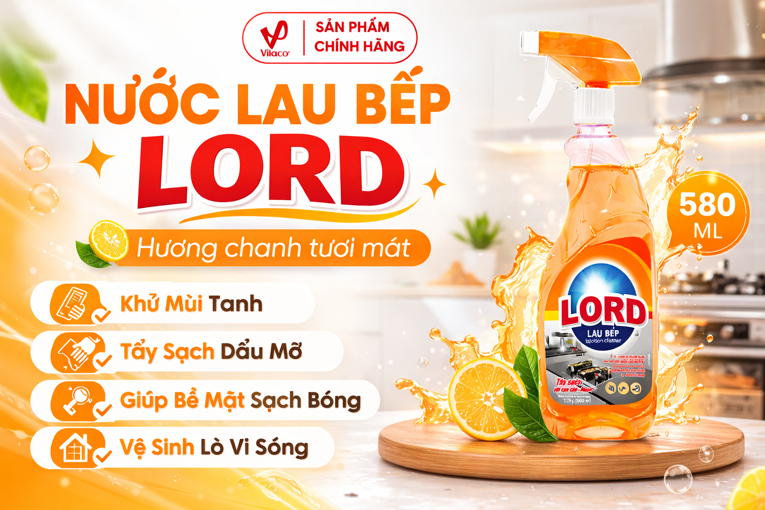 Nước Lau Bếp Lord Hương Chanh – Giải Pháp Tẩy Sạch Dầu Mỡ Hiệu Quả Cho Mọi Gian Bếp