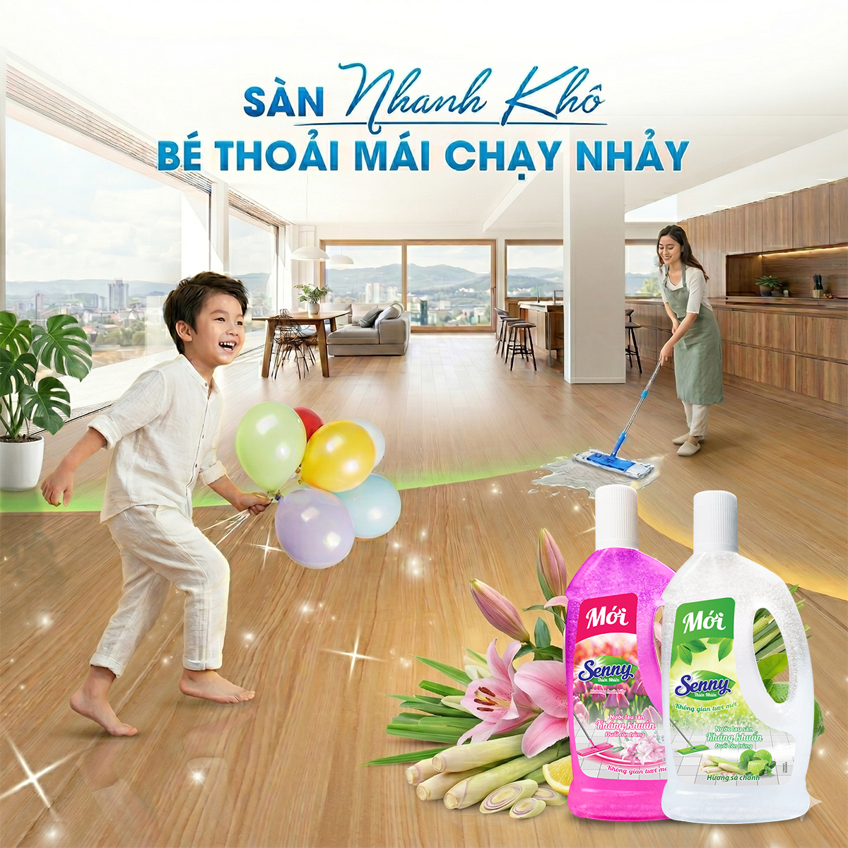 Nước Lau Sàn Senny thiên nhiên – Giải Pháp Làm Sạch An Toàn, Thơm Mát Cho Mọi Gia Đình