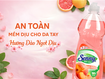 Nước Rửa Chén Senny Hương Thanh Đào – Sạch Khuẩn, Đánh Bay Dầu Mỡ